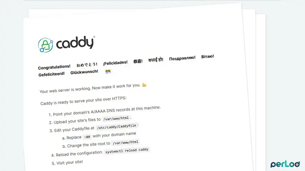 access the Caddy default page