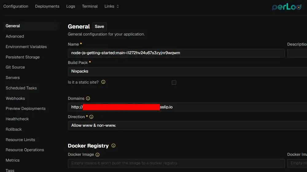 Set the App Domain in Coolify