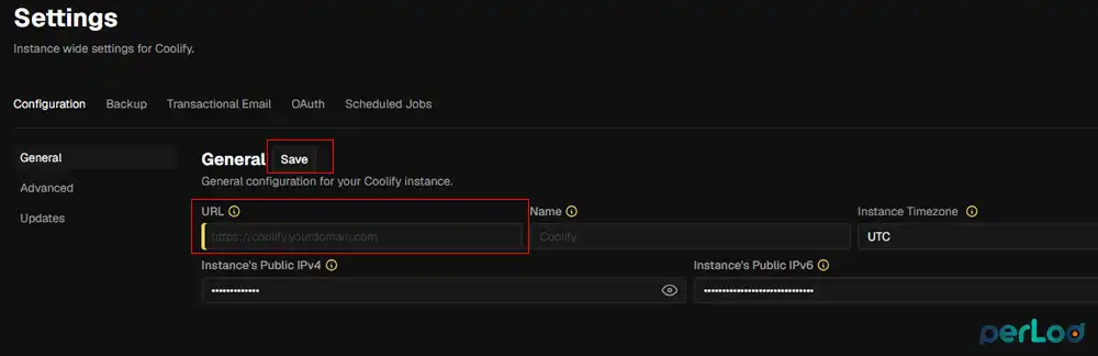Set the Domain in Coolify Settings