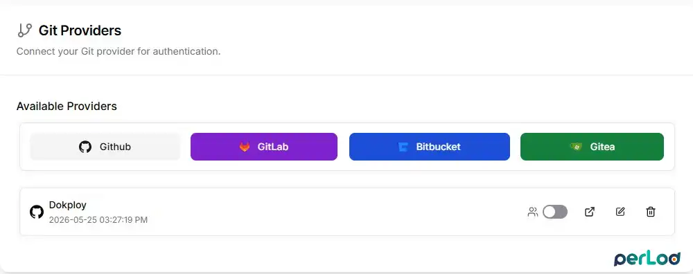 Connect GitHub to the Dokploy Git Providers