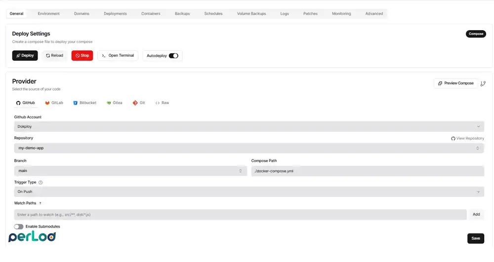Link the Compose Service to the GitHub Repo