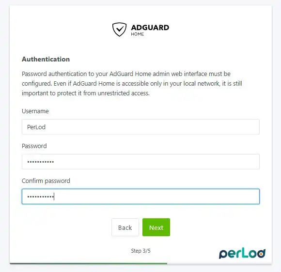 Create AdGuard Home Admin Account