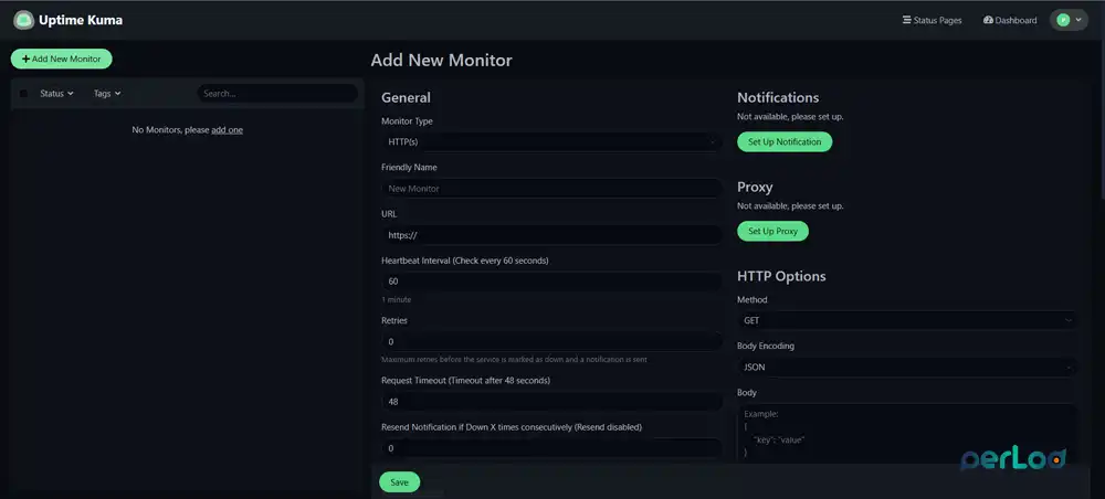 add a new monitor to Uptime Kuma