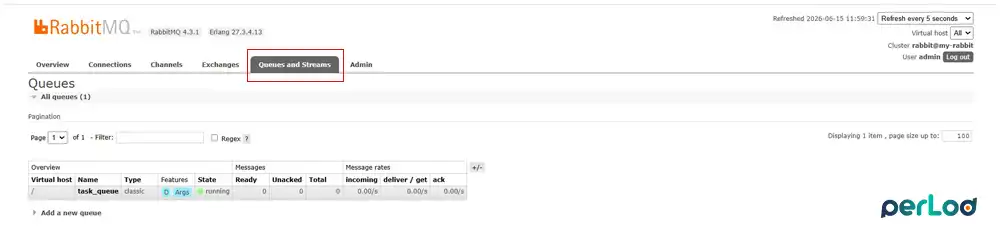 Verify RabbitMQ queue is active