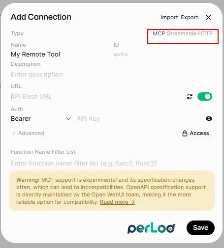 Set MCP Streamable HTTP in Open WebUI