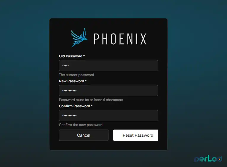 Change default Phoenix password
