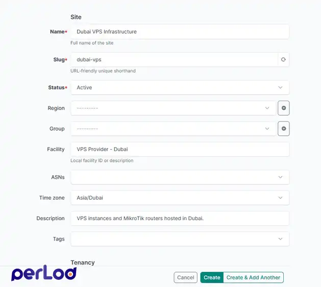 Create a Site in NetBox